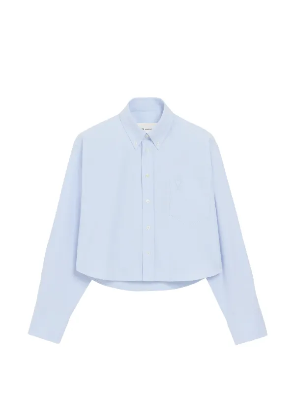 AMI Paris Ami De Coeur クロップドシャツ | ブルー | FARFETCH JP