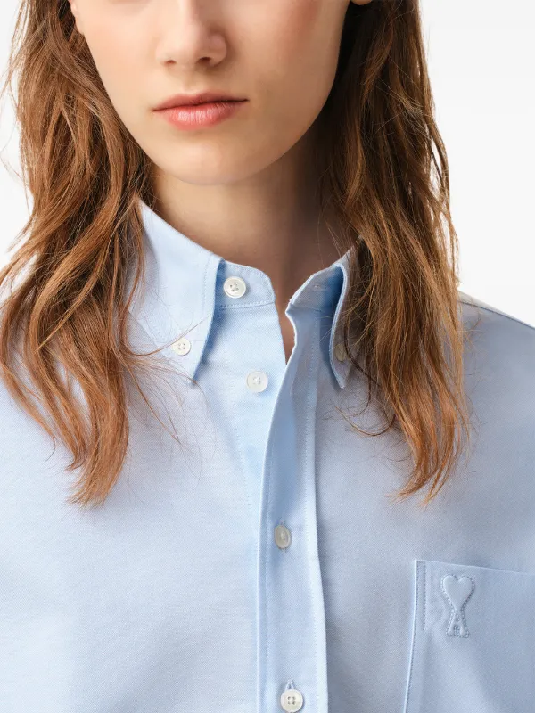 AMI Paris Ami De Coeur クロップドシャツ | ブルー | FARFETCH JP
