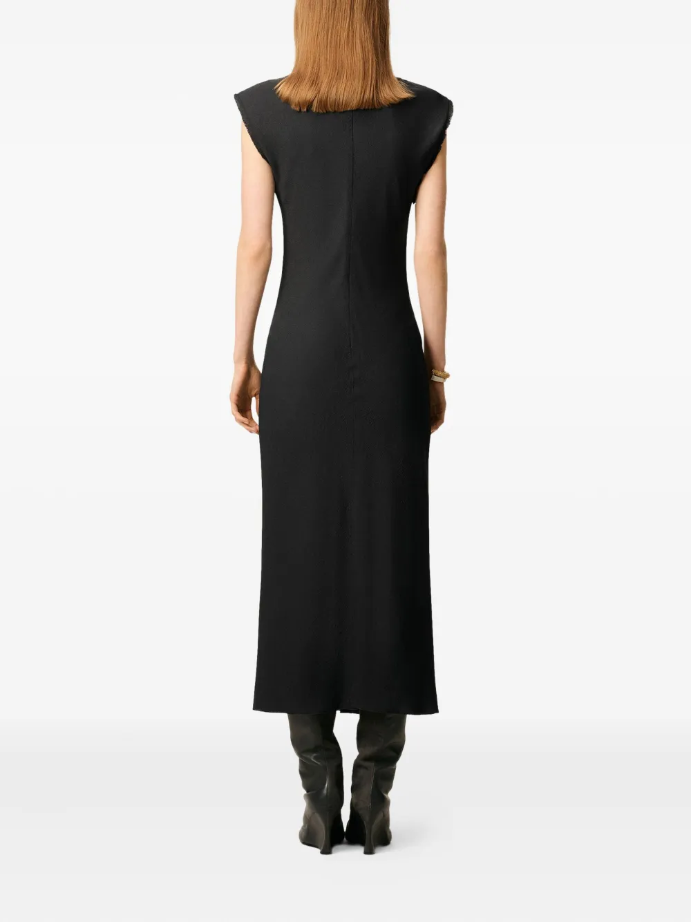 Ami Alexandre Mattiussi Raw-edge Sleeveless Long Dress In Black