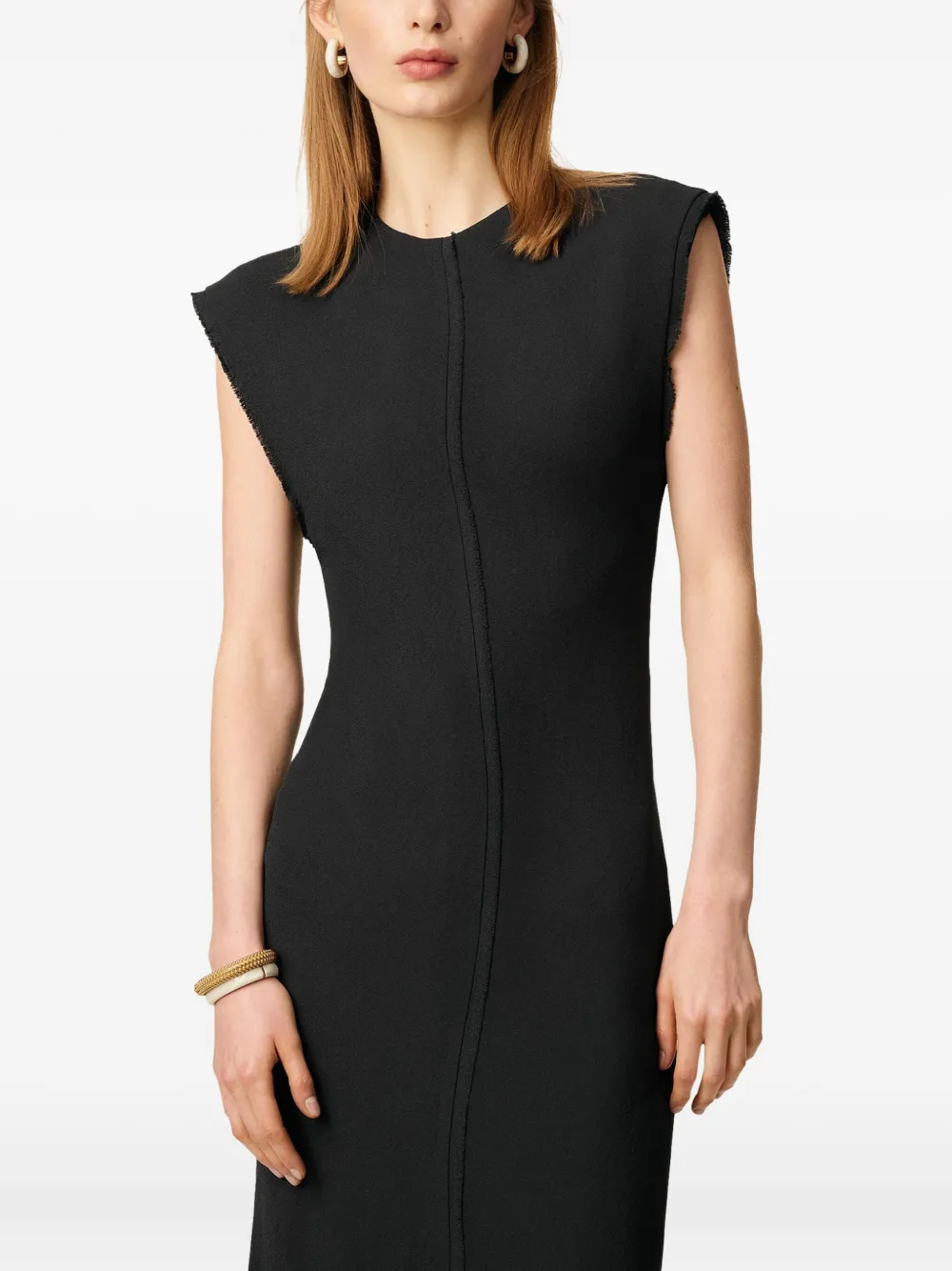 Ami Alexandre Mattiussi Raw-edge Sleeveless Long Dress In Black