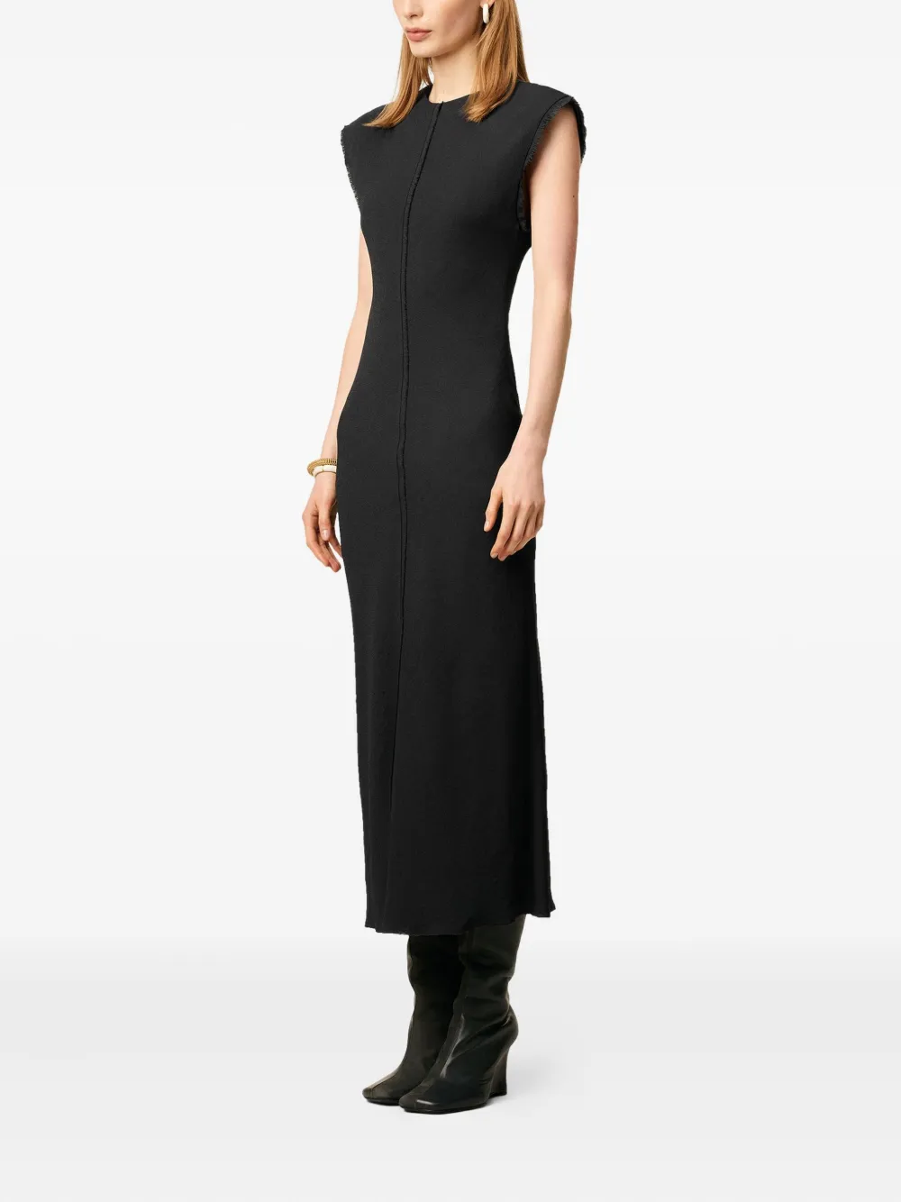 Ami Alexandre Mattiussi Raw-edge Sleeveless Long Dress In Black