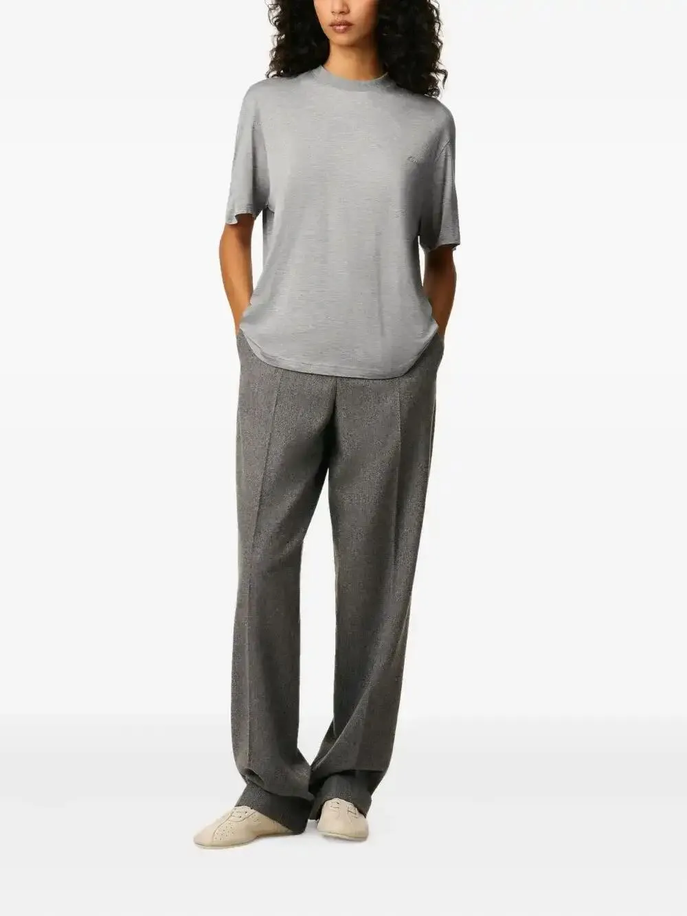 AMI Paris embroidered short-sleeve T-shirt - Grigio