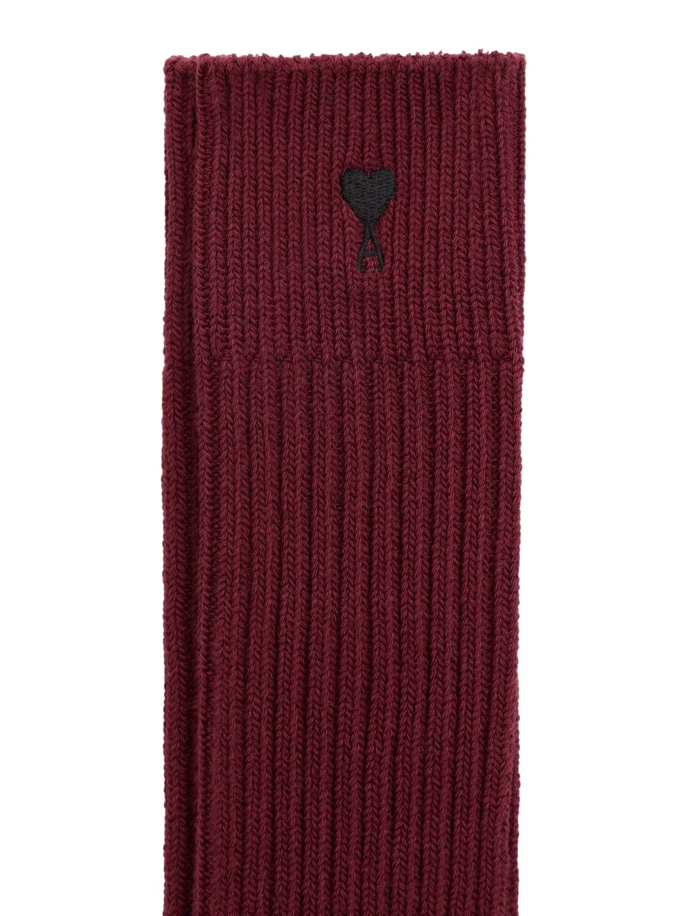Ami Alexandre Mattiussi Ribbed Heart-embroidered Socks In Burgundy