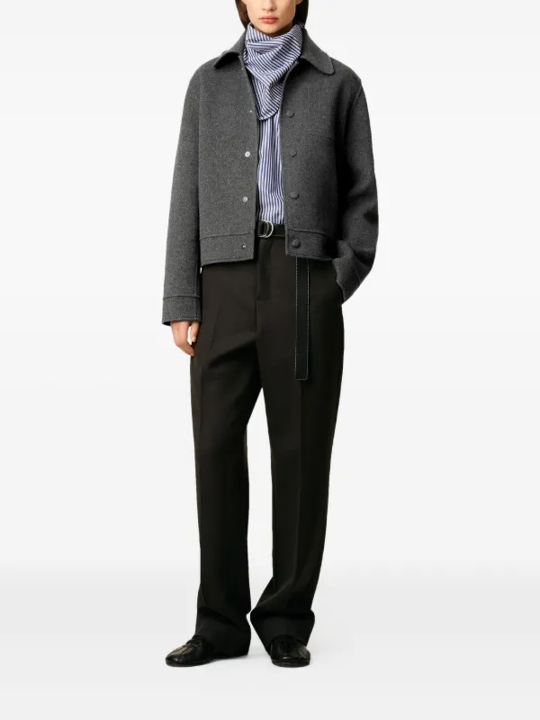 【AMI PARIS】両面カシミヤボタン付きジャケット。 AMI Paris ボタン ジャケット | グレー | FARFETCH JP