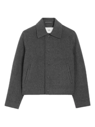 【アミパリス】ami ボクシー ボタンジャケット カシミア ボタン ジャケット AMI Paris ボタン ボクシージャケット | グレー | FARFETCH JP