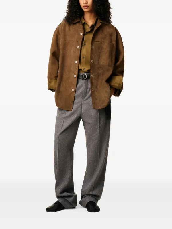 AMI Paris レザーシャツジャケット | ブラウン | FARFETCH JP