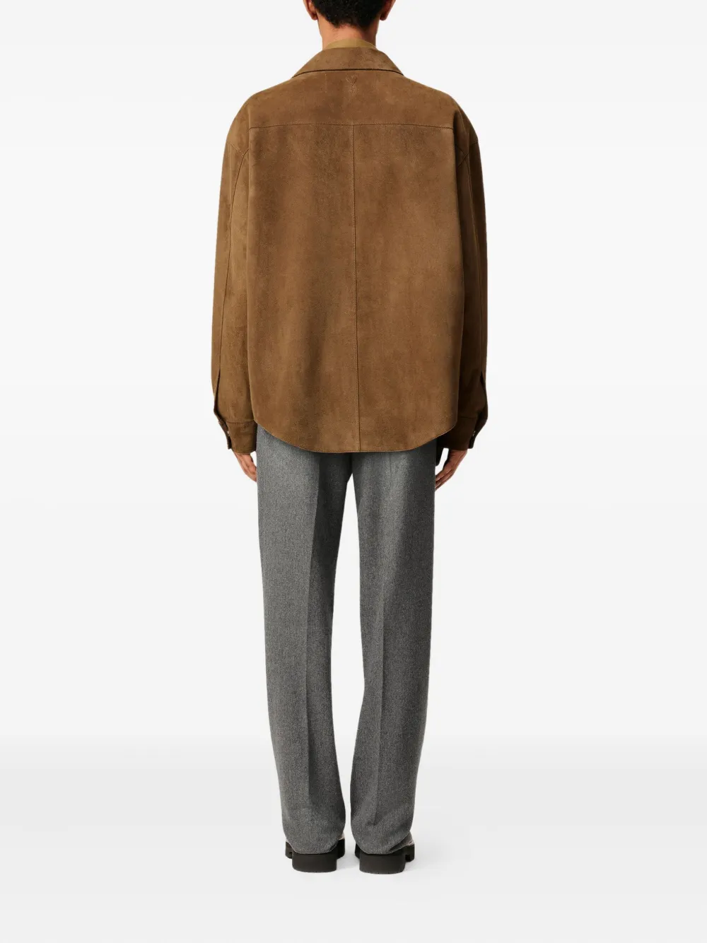 Ami Alexandre Mattiussi Embossed Ami De Cour Shirt Jacket In Brown