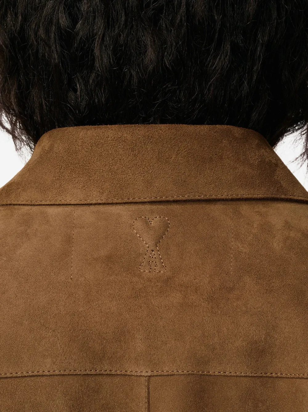 Ami Alexandre Mattiussi Embossed Ami De Cour Shirt Jacket In Brown