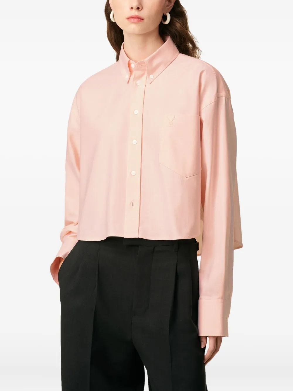 AMI Paris Blouse met geborduurd hart Roze