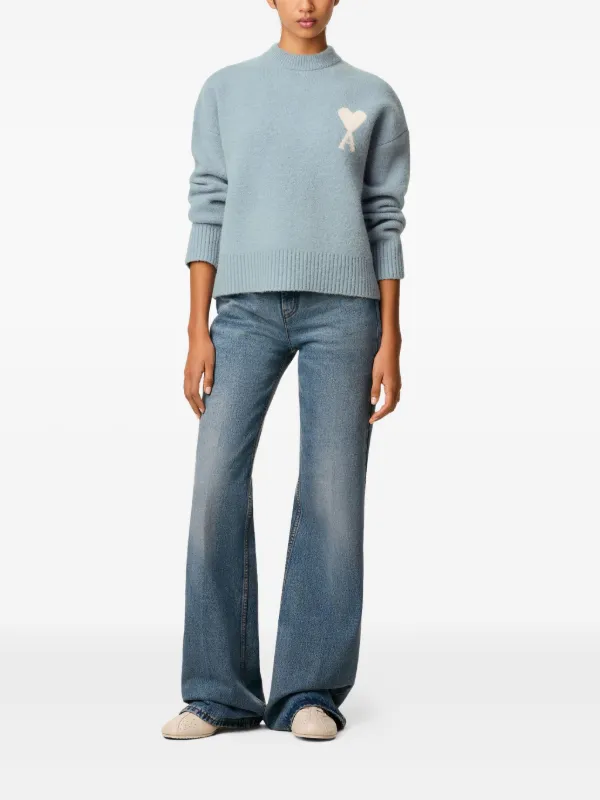 AMI Paris Ami De Coeur crew-neck Sweater | Blue | FARFETCH PL