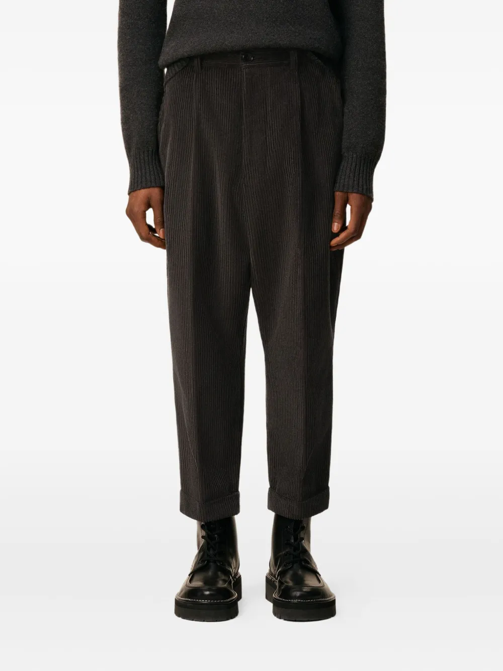 AMI Paris Geplooide broek met cuffs Grijs