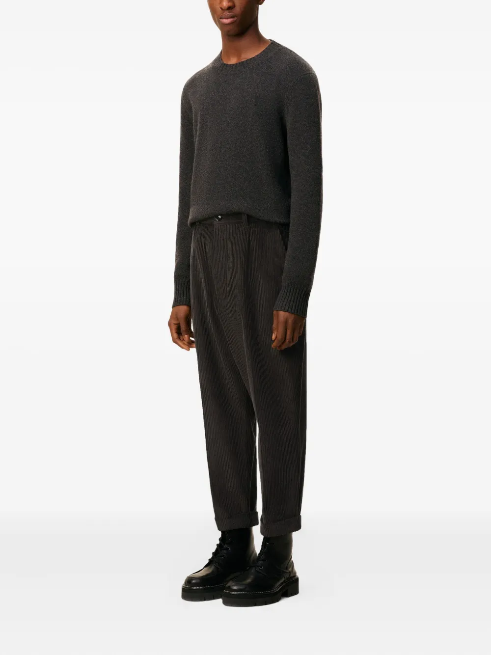 AMI Paris Geplooide broek met cuffs Grijs