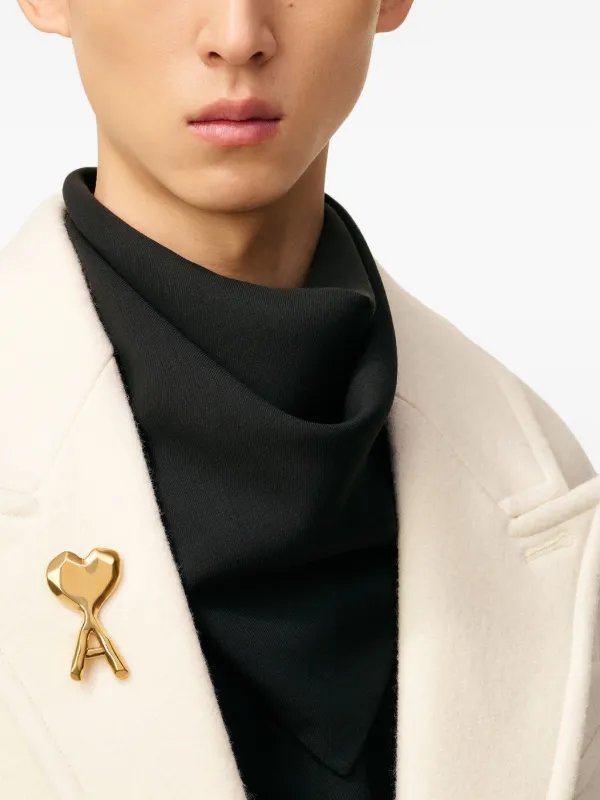 AMI Paris Ami De Coeur Hammered Pin | Gold | FARFETCH