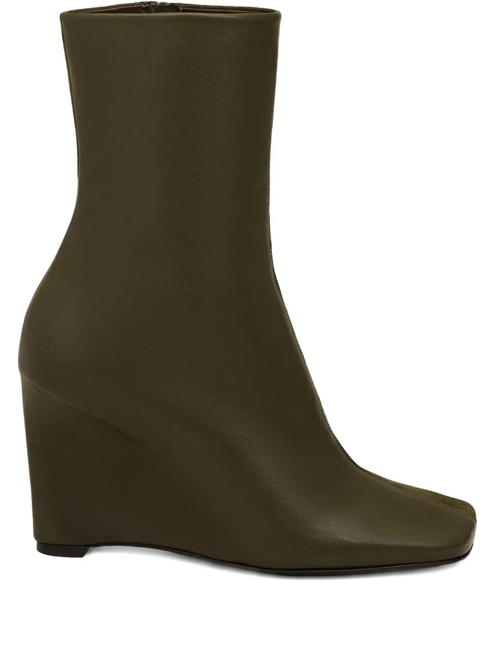 AMI Paris 90mm wedge leather boots Brown
