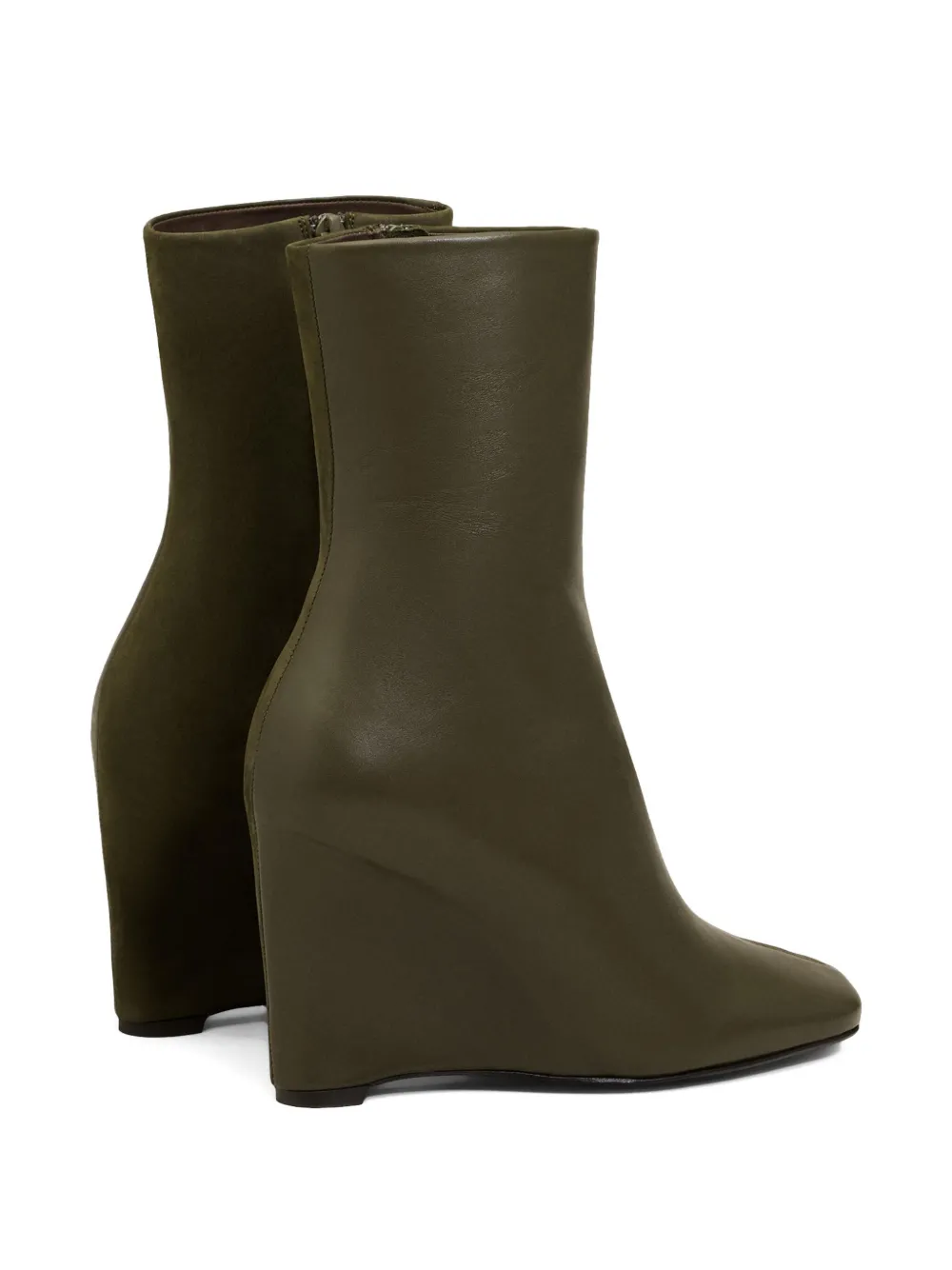 AMI Paris 90mm wedge leather boots Brown