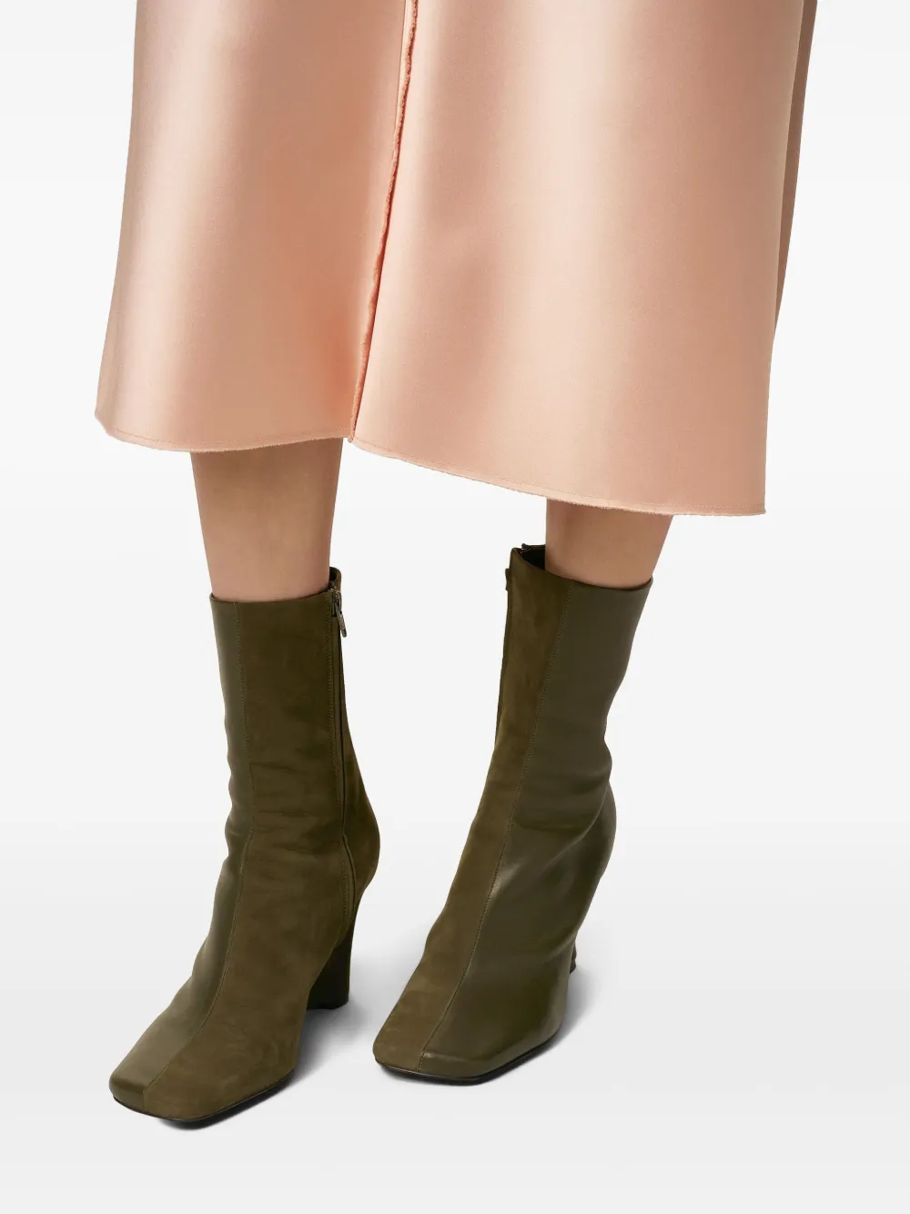 AMI Paris 90mm wedge leather boots Brown