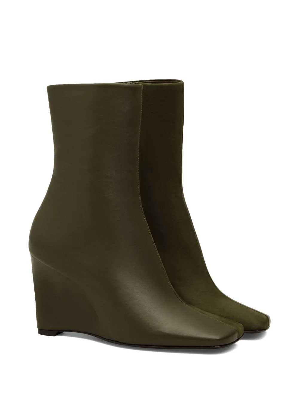 AMI Paris 90mm wedge leather boots Brown