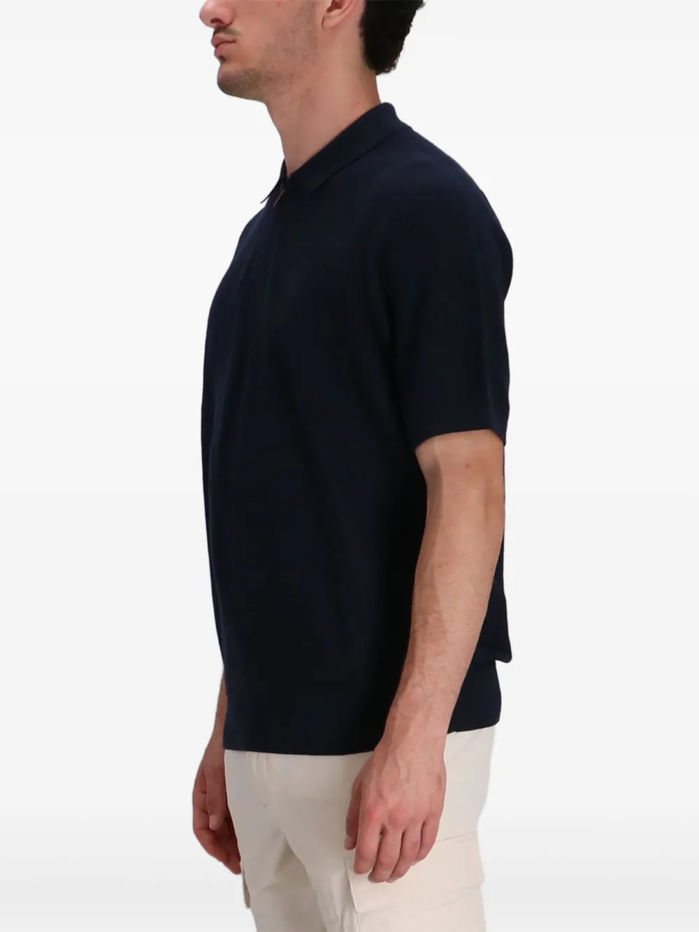 BOSS Poloshirt met rits en korte mouwen Blauw