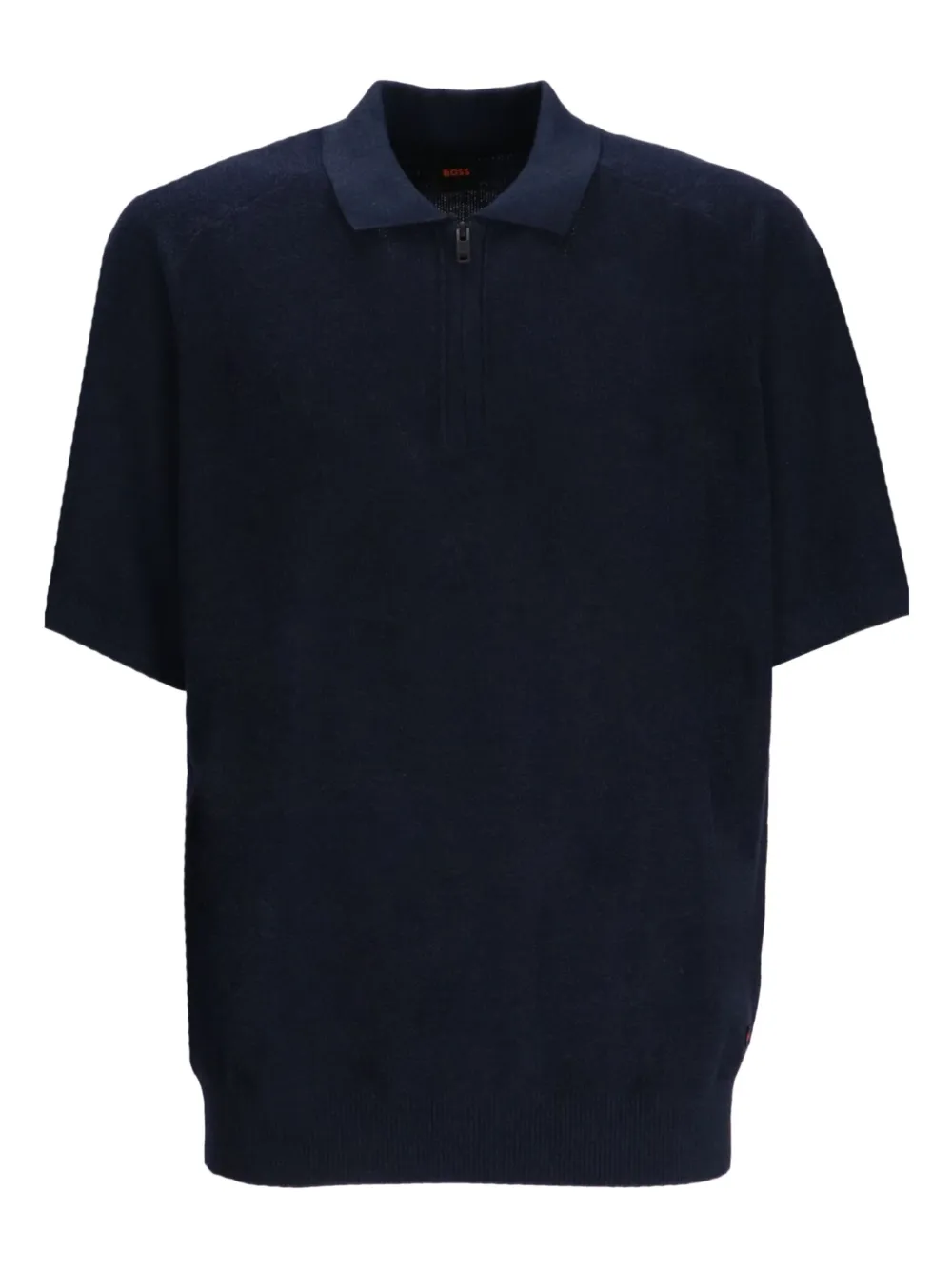 BOSS Poloshirt met rits en korte mouwen Blauw
