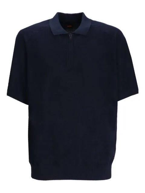 BOSS zip-up short-sleeve polo shirt