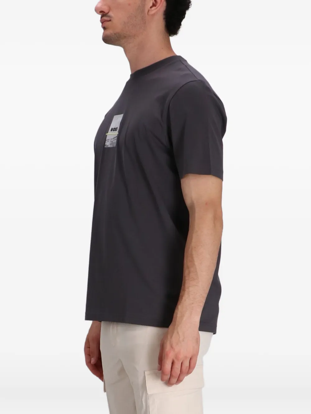 BOSS Katoenen T-shirt met logoprint Grijs