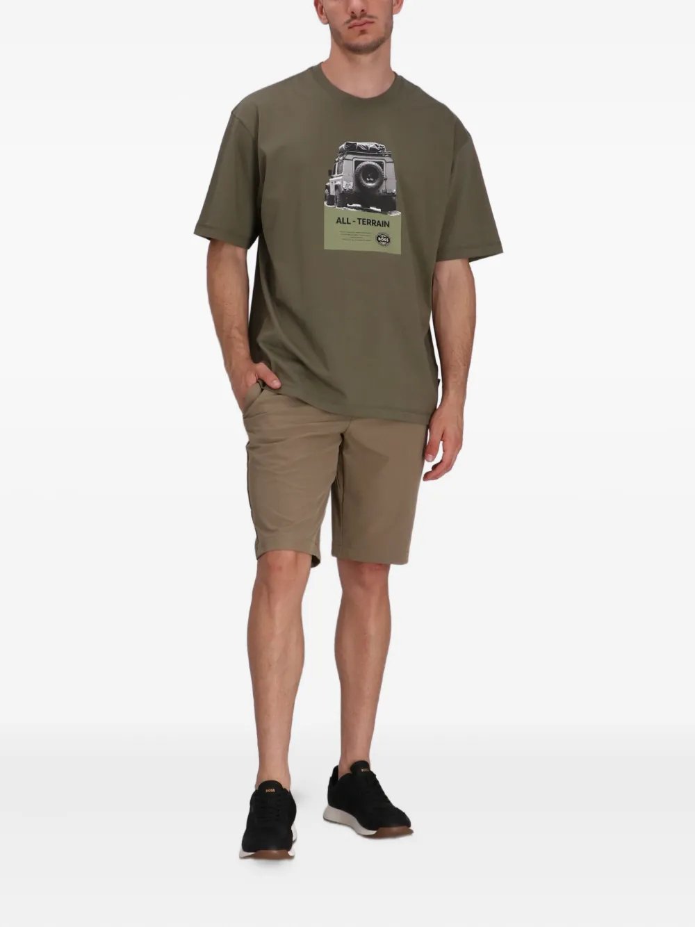 BOSS T-shirt met grafische print Groen