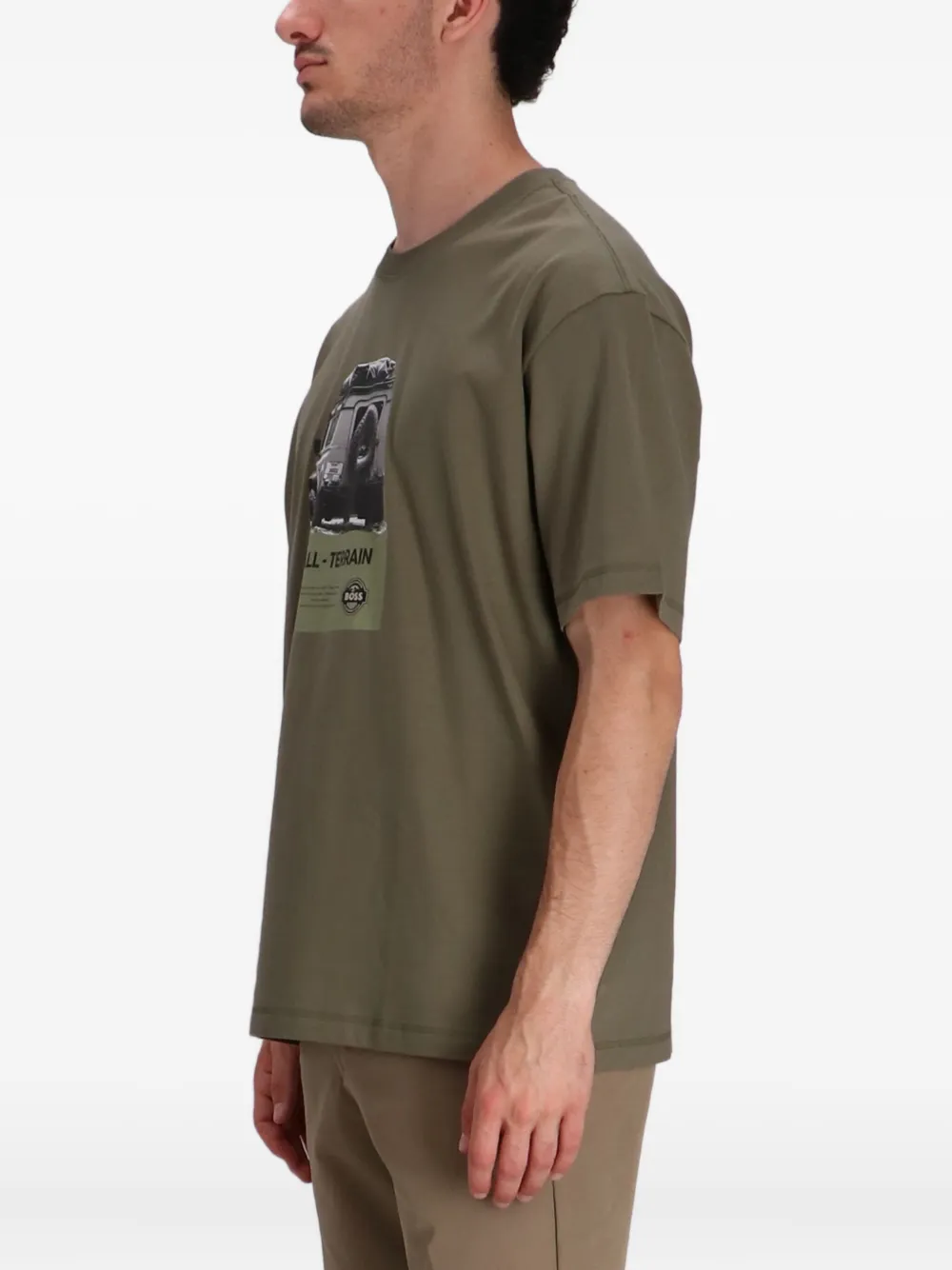 BOSS T-shirt met grafische print Groen