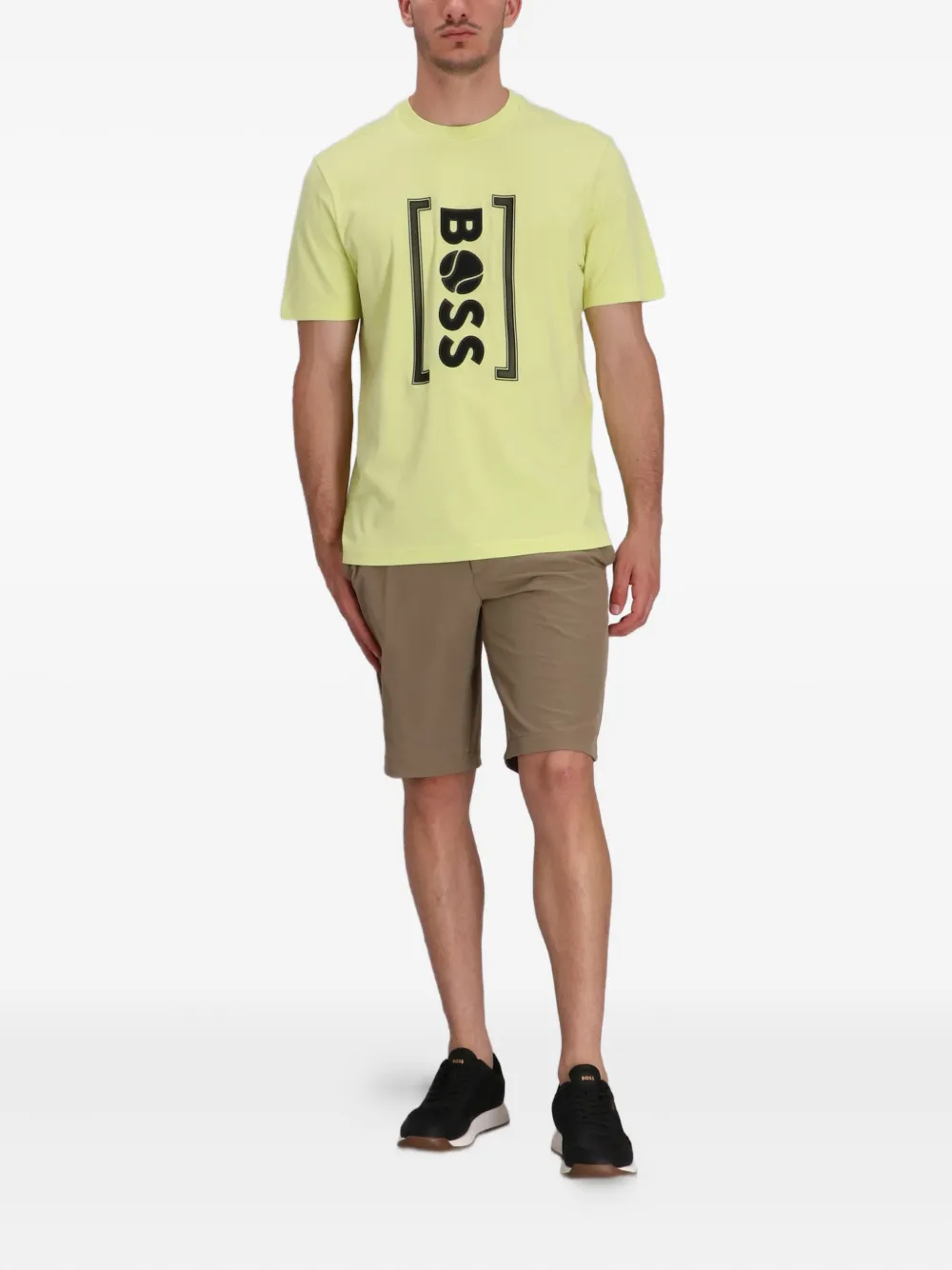 BOSS T-shirt met logoprint Groen