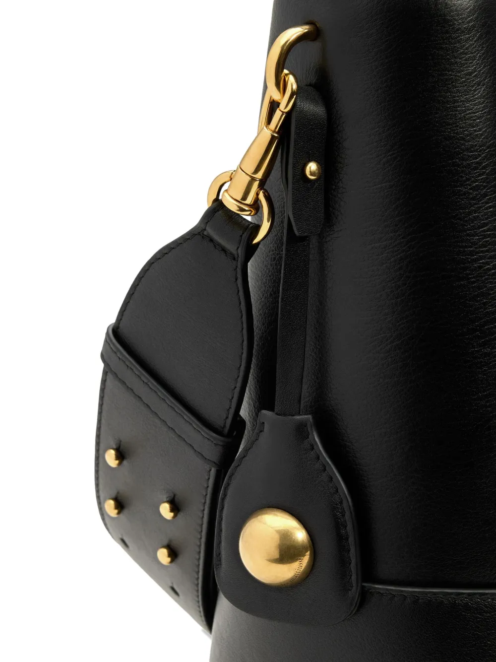 Ami Alexandre Mattiussi Black Smooth Leather Carrousel Bucket Bag Black In Black