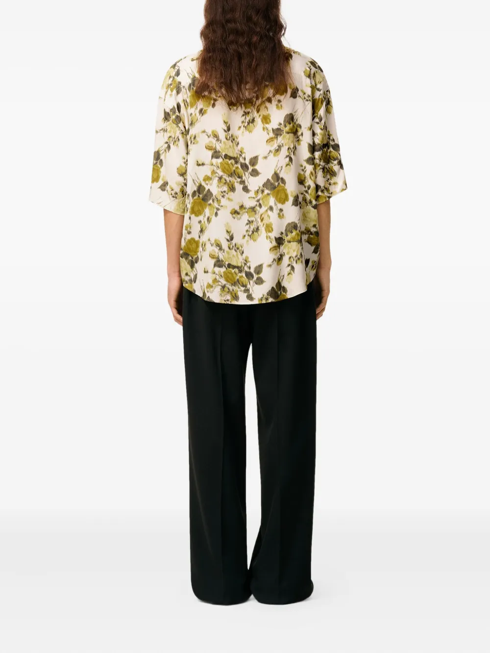 AMI Paris Overhemd met bloemenprint Beige