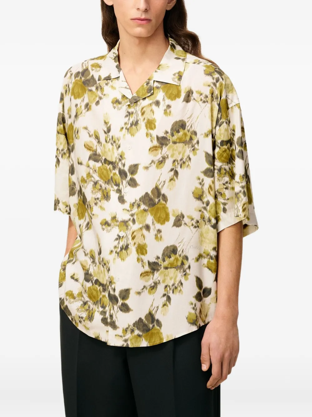 AMI Paris Overhemd met bloemenprint Beige