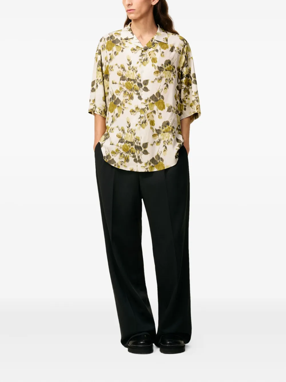 AMI Paris Overhemd met bloemenprint Beige