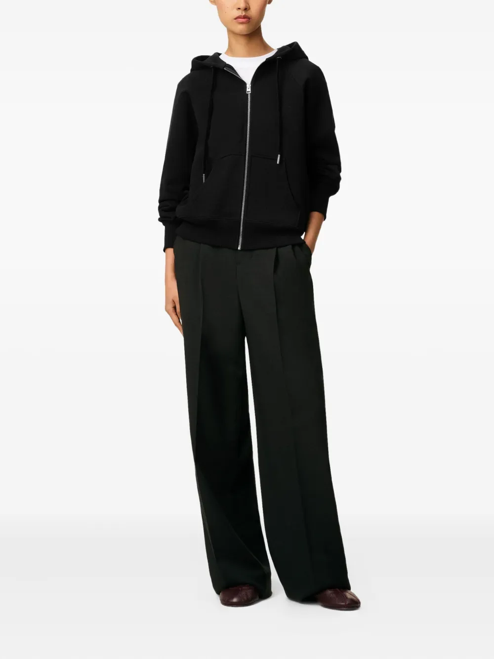 AMI Paris Ami De Coeur zip-up Cotton Hoodie | Black | FARFETCH CA