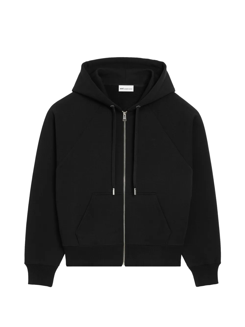 AMI Paris Felpa Ami de Coeur con zip e cappuccio - Nero