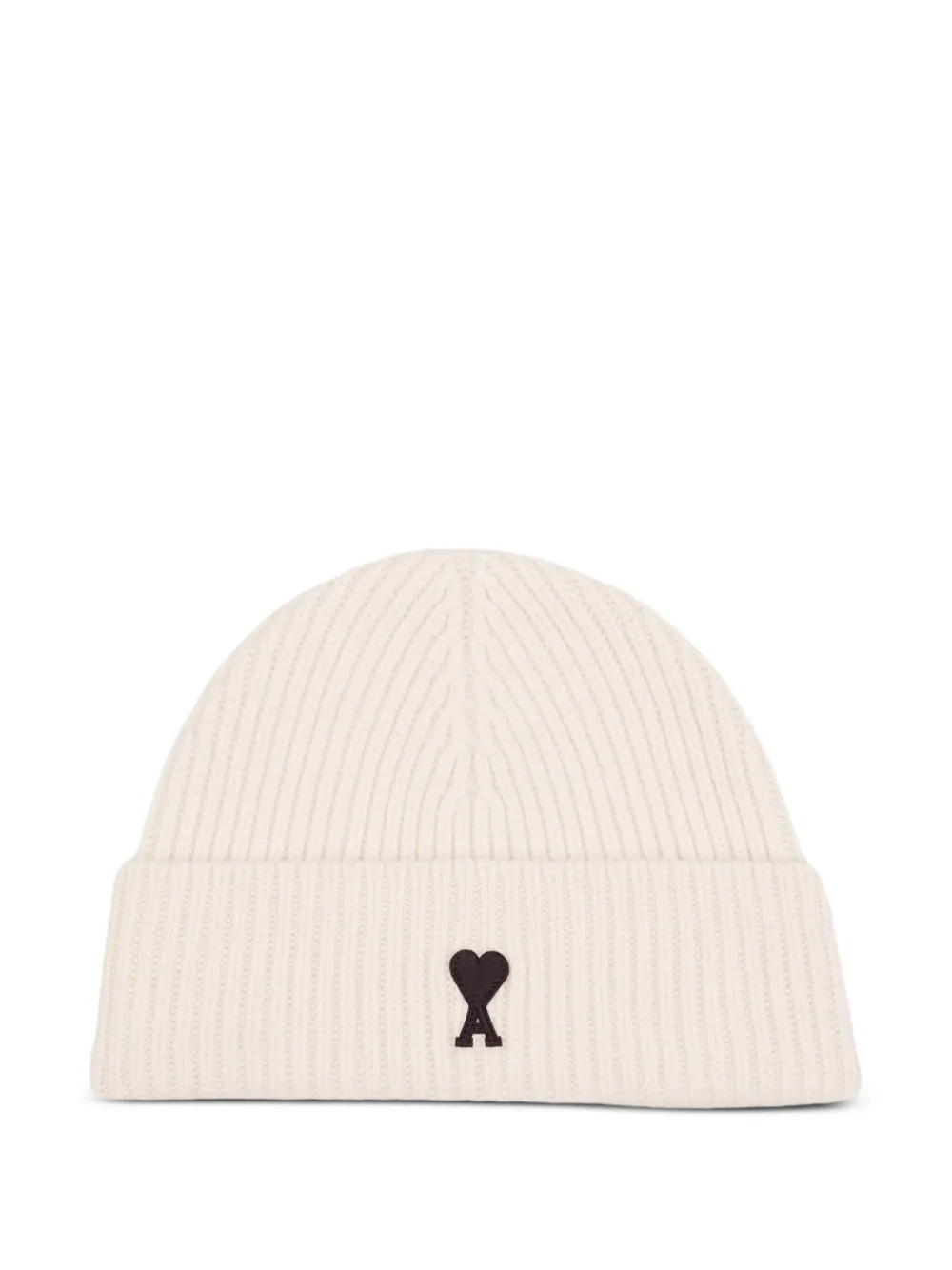 AMI Paris Ami De Coeur wollen muts Beige