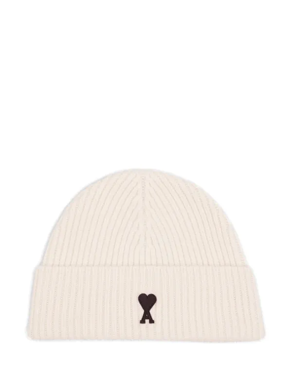 AMI Paris Ami De Coeur ウールビーニー | ニュートラル | FARFETCH JP