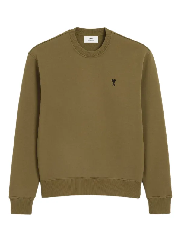 ★AMI PARIS★Green Cotton Ami de coeur Sweatshirt★ BRONZE Green Cotton Ami De Coeur Sweatshirt | AMI PARIS