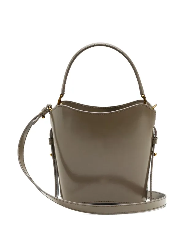 AMI Paris Mini Paris Paris glazed-leather Bucket Bag | Grey AMI Paris Mini Paris Paris glazed-leather Bucket Bag | Grey