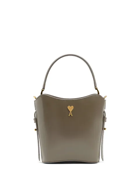 AMI Paris mini Paris Paris glazed-leather bucket bag