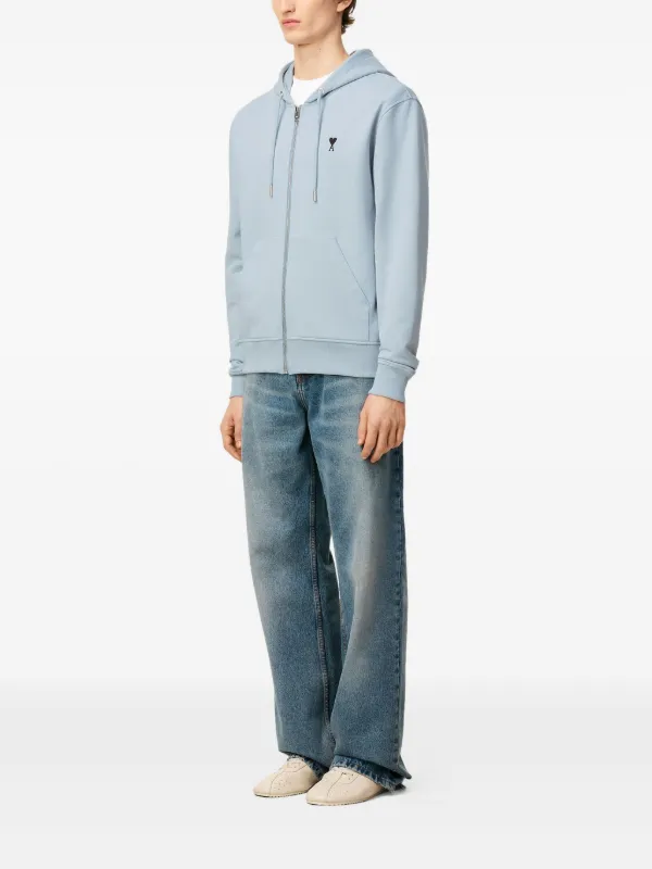 AMI Paris Ami De Coeur zip-up Hoodie | Blue | FARFETCH