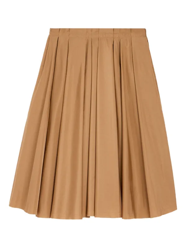Ami Paris Corolla Taffetas Midi Skirt in Brown
