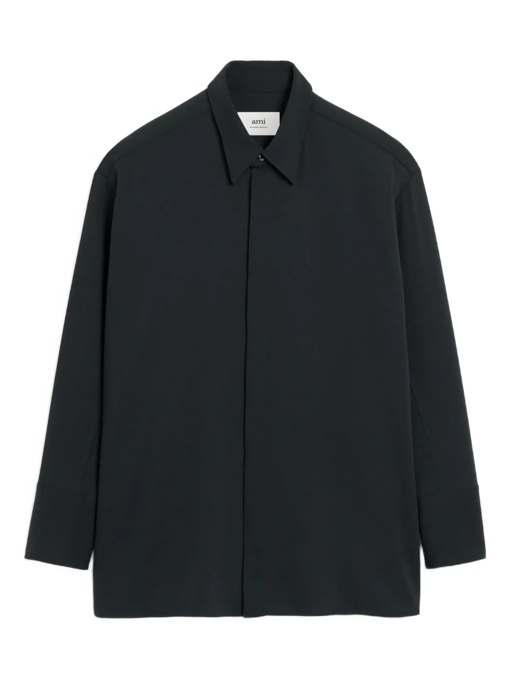 classic-collar wool shirt