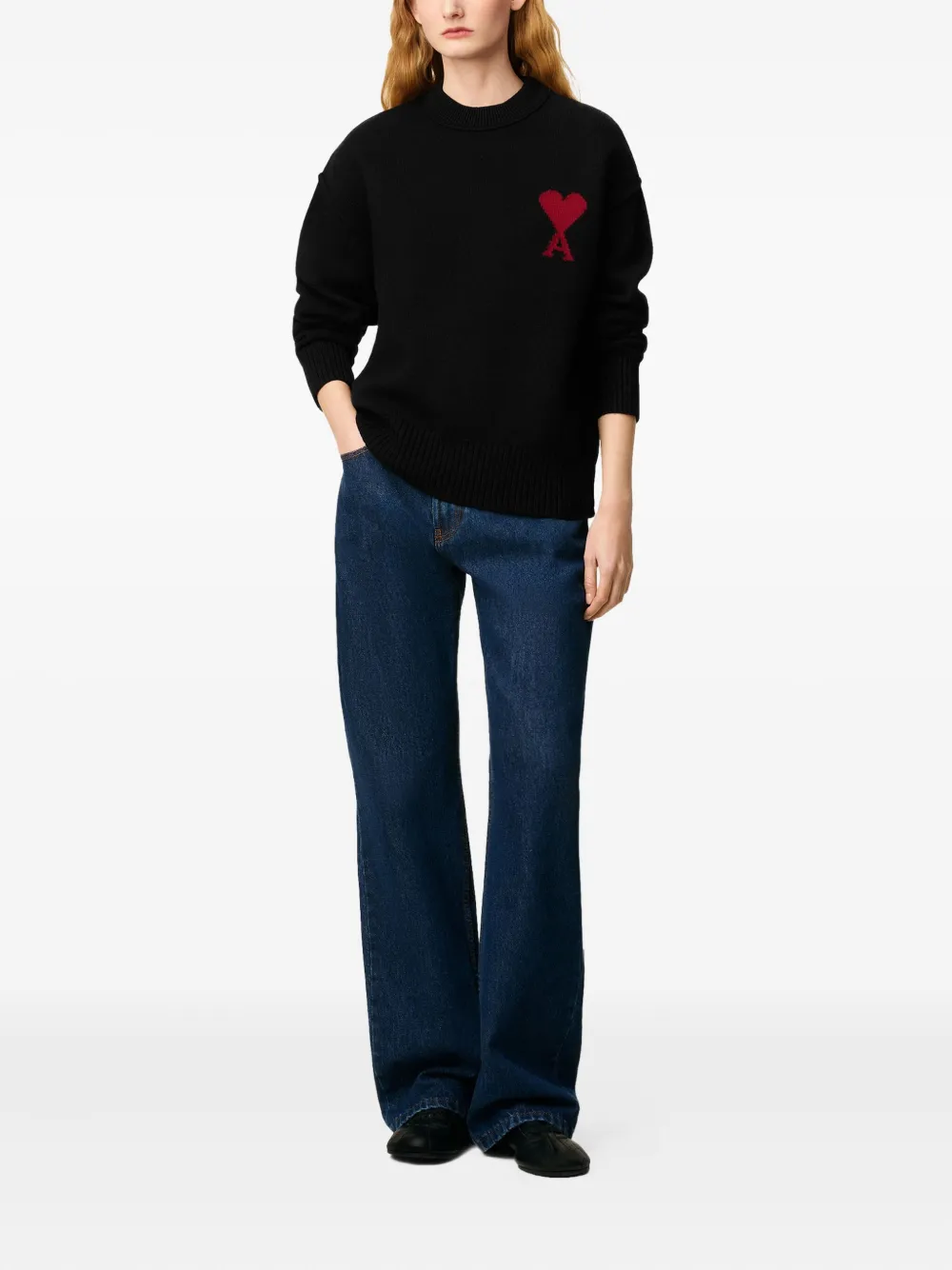 AMI Paris heart-intarsia wool sweater | Knitted Sweaters | Image 2