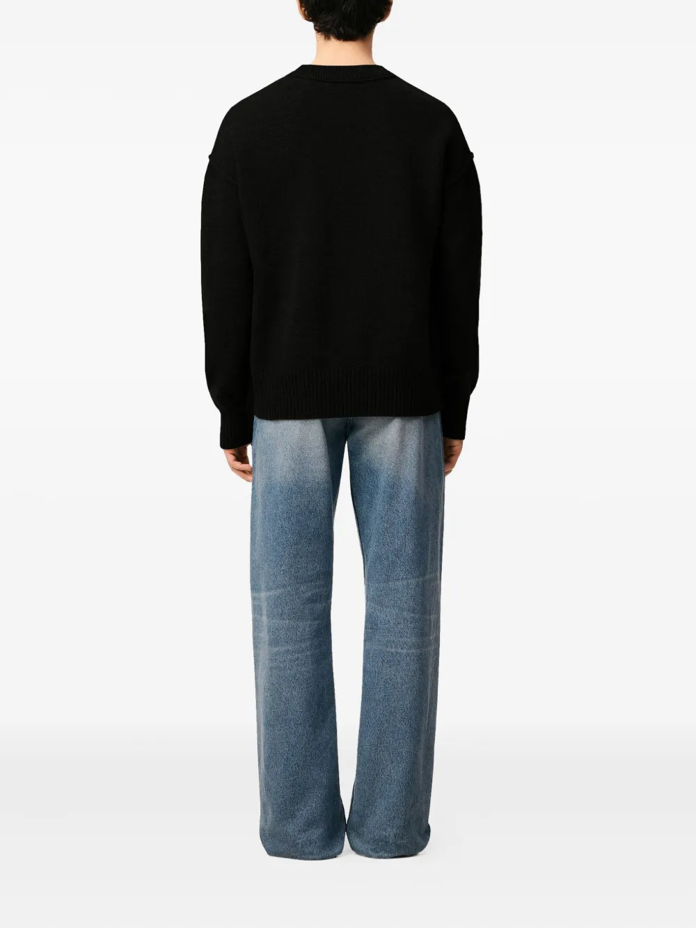 AMI Paris heart-intarsia wool sweater Zwart