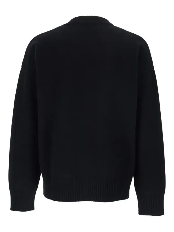 AMI Paris Ami De Coeur crew-neck Wool Sweater | Black | FARFETCH