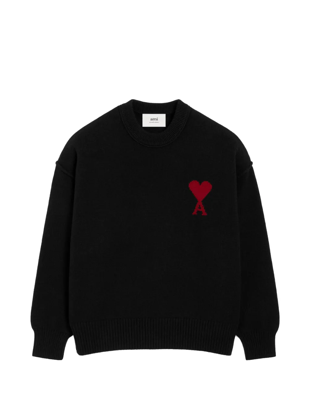 AMI Paris heart-intarsia wool sweater - Schwarz