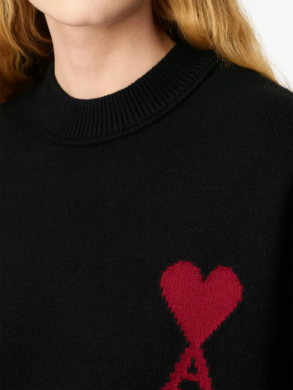 AMI Paris Ami De Coeur クルーネックセーター | ブラック | FARFETCH JP