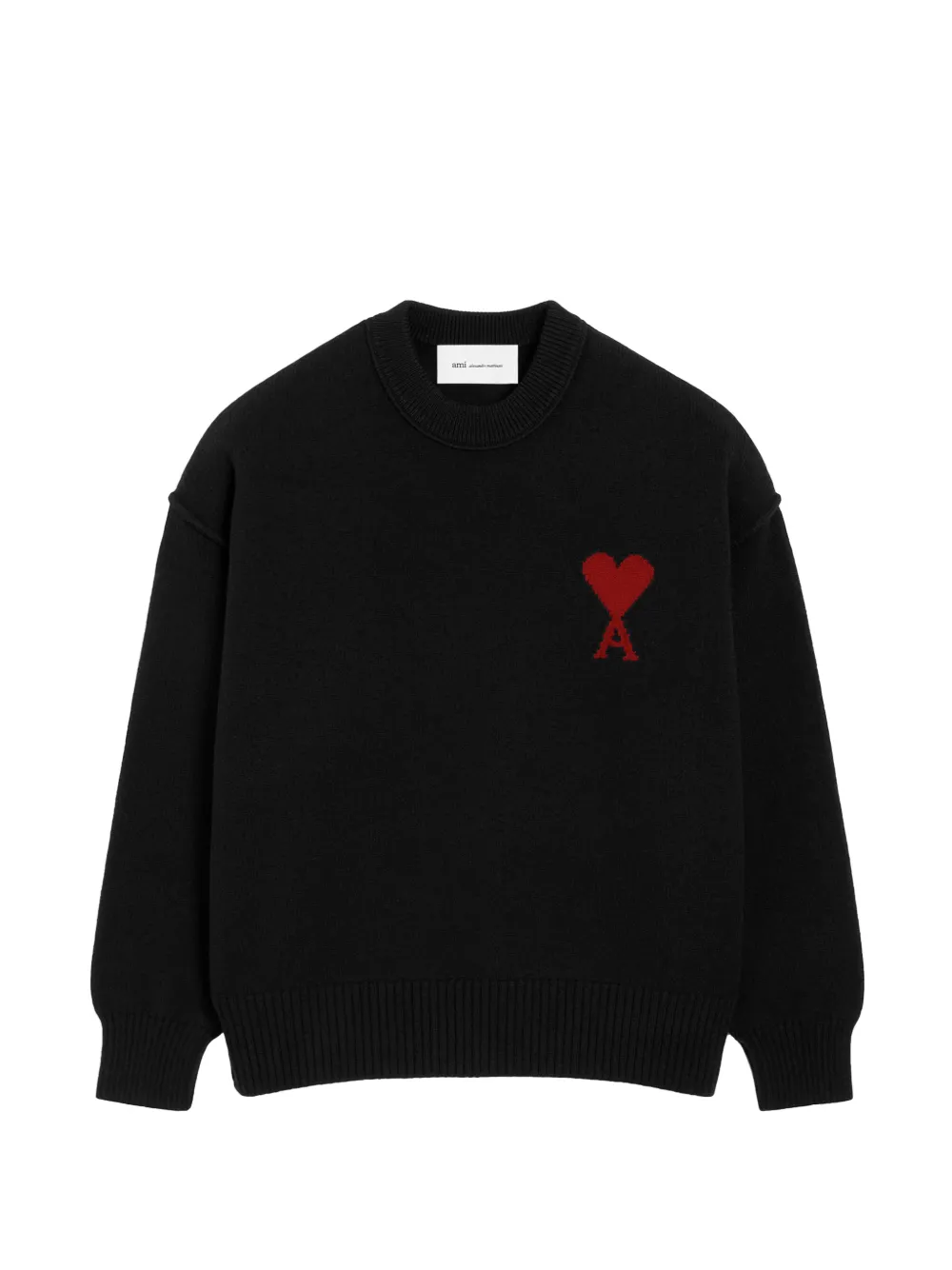 AMI Paris heart-intarsia wool sweater - Nero