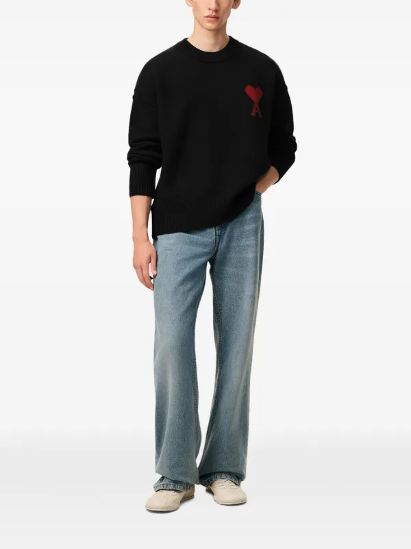 AMI Paris Ami De Coeur クルーネックセーター | ブラック | FARFETCH JP