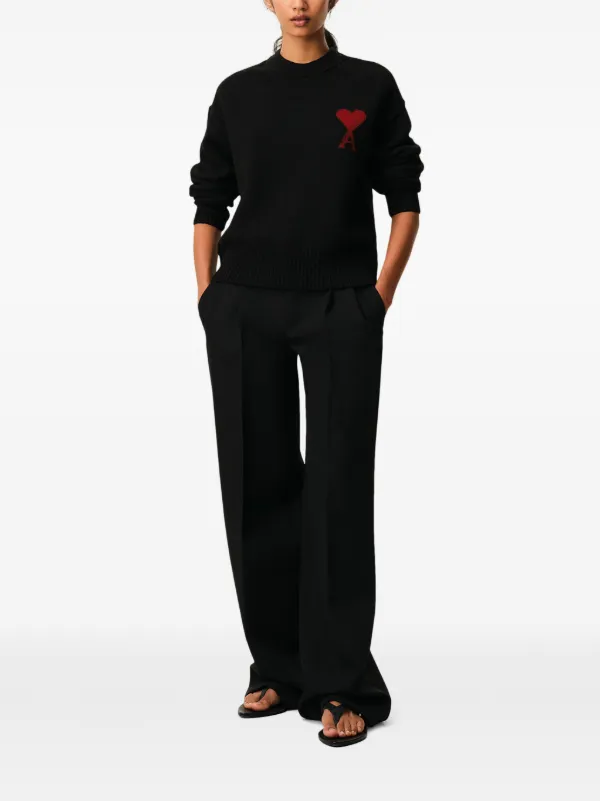 AMI Paris Ami De Coeur クルーネックセーター | ブラック | FARFETCH JP
